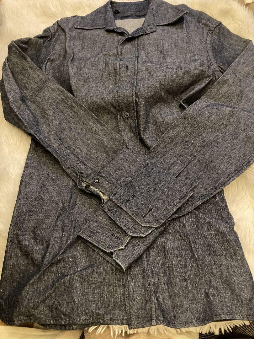 Gucci Dark Blue Denim Long Sleeve Shirt Size 38 Mens Casual Preowned