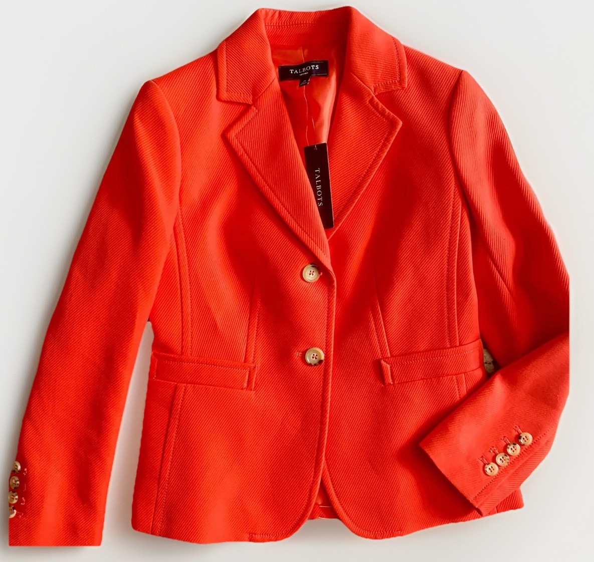 Beautiful Talbots 2P NWT Vibrant Orange Woven Cotton Blazer