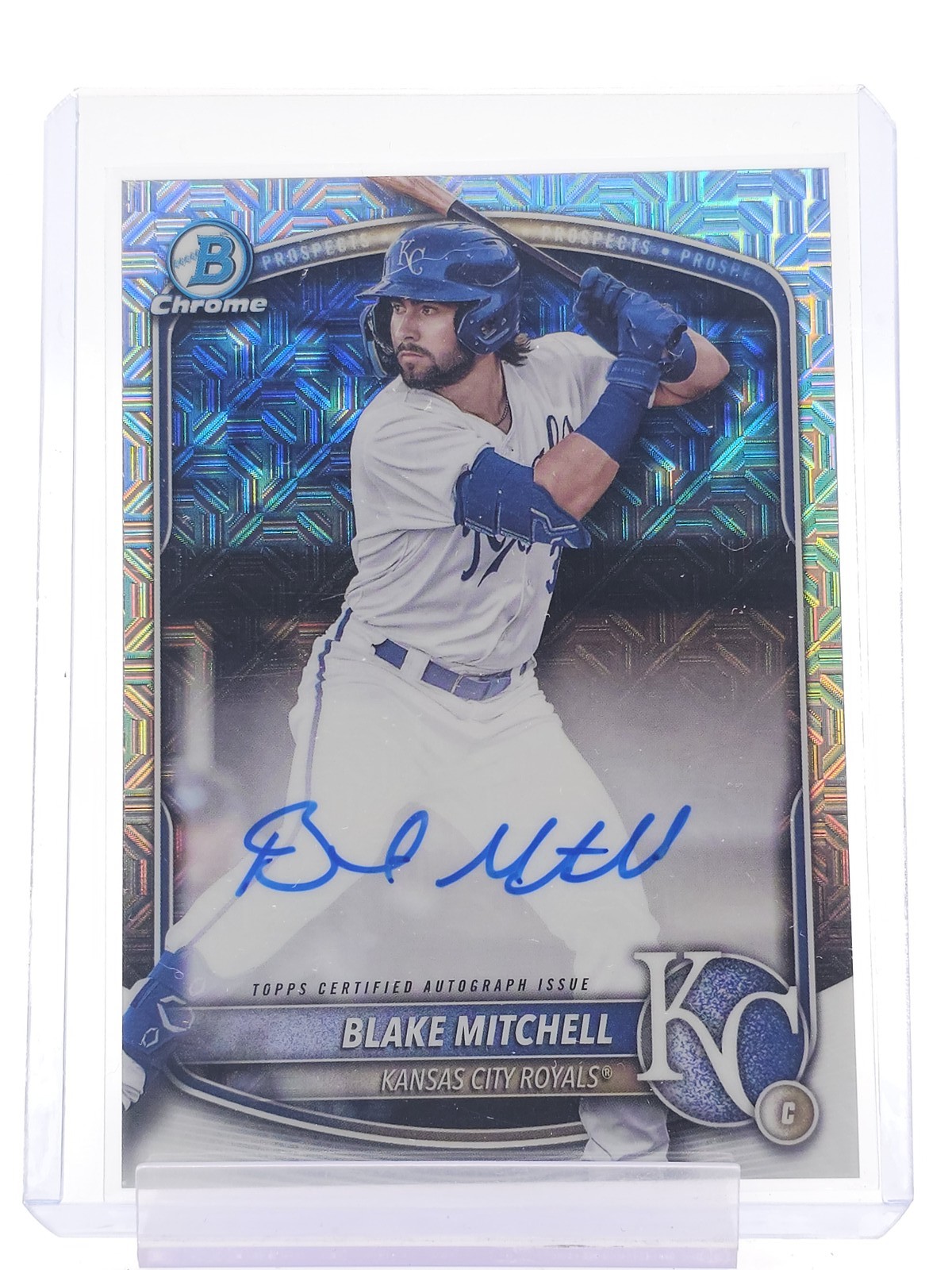 BLAKE MITCHELL 2025 BOWMAN CHROME MEGA BOX AUTOGRAPH REFRACTOR AUTO ROYALS Q3292