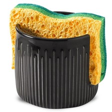 Ceramic Sponge Holder for Kitchen Sink, Scrub Sponge Dish Rack, Farmhouse Compac