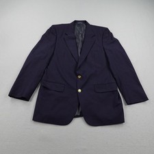 Vintage Burberrys Blazer Mens 44 Blue Wool Sport Coat Gold Buttons Two Button