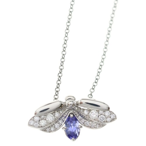 Authentic Tiffany & Co. Paper Flowers Firefly Tanzanite Pt950 Necklace Used