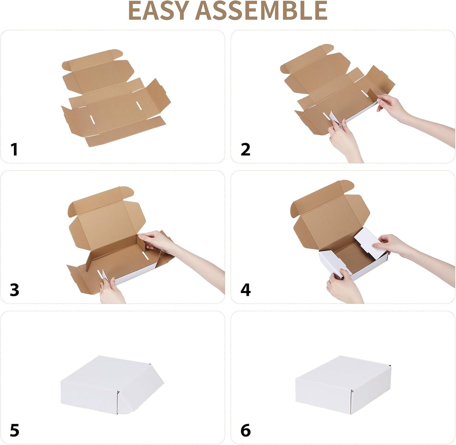 6x4x1 Shipping Boxes Set of 50, White Small Corrugated Cardboard Box, Mailer Box