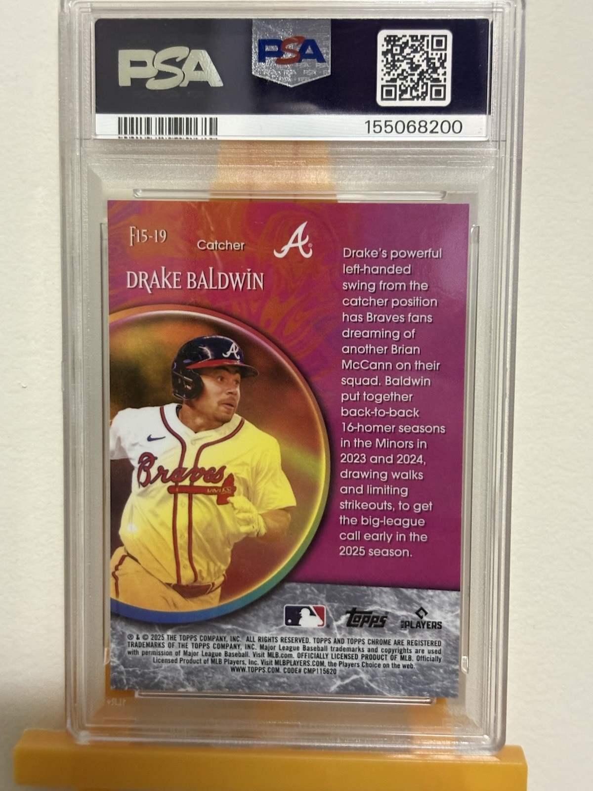 2025 Topps Chrome Update Drake Baldwin RC Fortune 15 Orange Ref /25 PSA 10 💎🔥 view 2