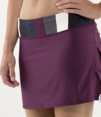 Lululemon Run Pace Setter Skirt Skort Plum Purple Athletic Tennis Women 8 Stripe