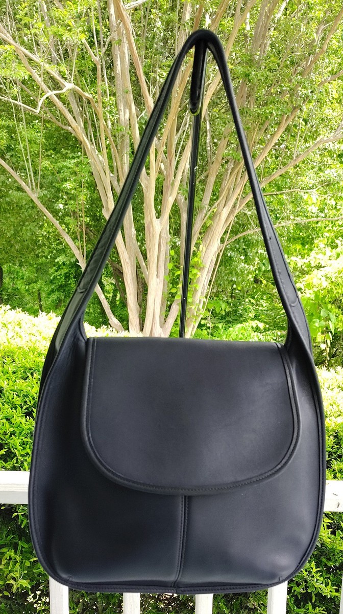 Coach 9029 Vintage Navy Blue Leather Ergo Flap Leather Shoulder