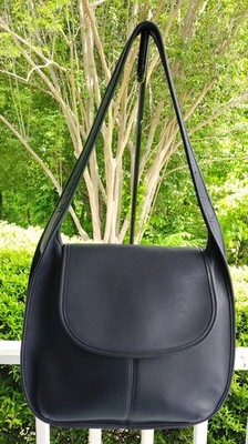 COARCH セカンド Coach 9029 Vintage Navy Blue Leather Ergo Flap Leather Shoulder