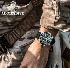 44MM ADDIESDIVE Military Quartz Dive Watch Men Silicone Waterproof Luminous NEW
