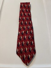 Scaasi Silk Handmade Blue Red Tie. Made In USA.