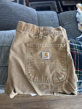 VTG Carhartt Pants B01 BRN Double Knee 38x36 Dungaree Made in USA