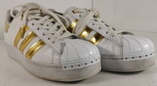 Adidas Superstar FV3340 Platform Trainers White Gold UK 8 Hard Shell Toe