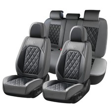 Seat Covers Full Set, Faux Leather Seat Covers for Car, FullSet A-Gray Balck
