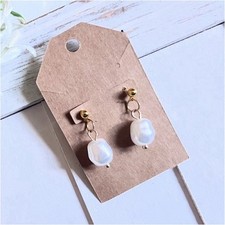 Gold Plated White Baroque Imitation Pearl Dangle/Drop Earrings Handmade Fashion