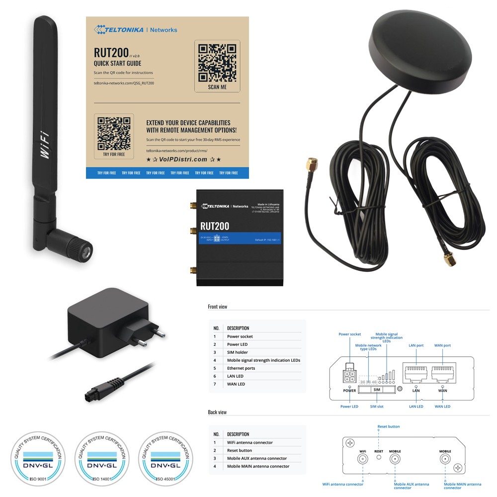 Teltonika RUT200 Mobilfunk-Router mit 4G/LTE Combo Outdoor Antenne * Angebot