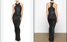 SKIMS Soft Lounge Shimmer Racerback Maxi Dress – Onyx Foil – Size L – NWT