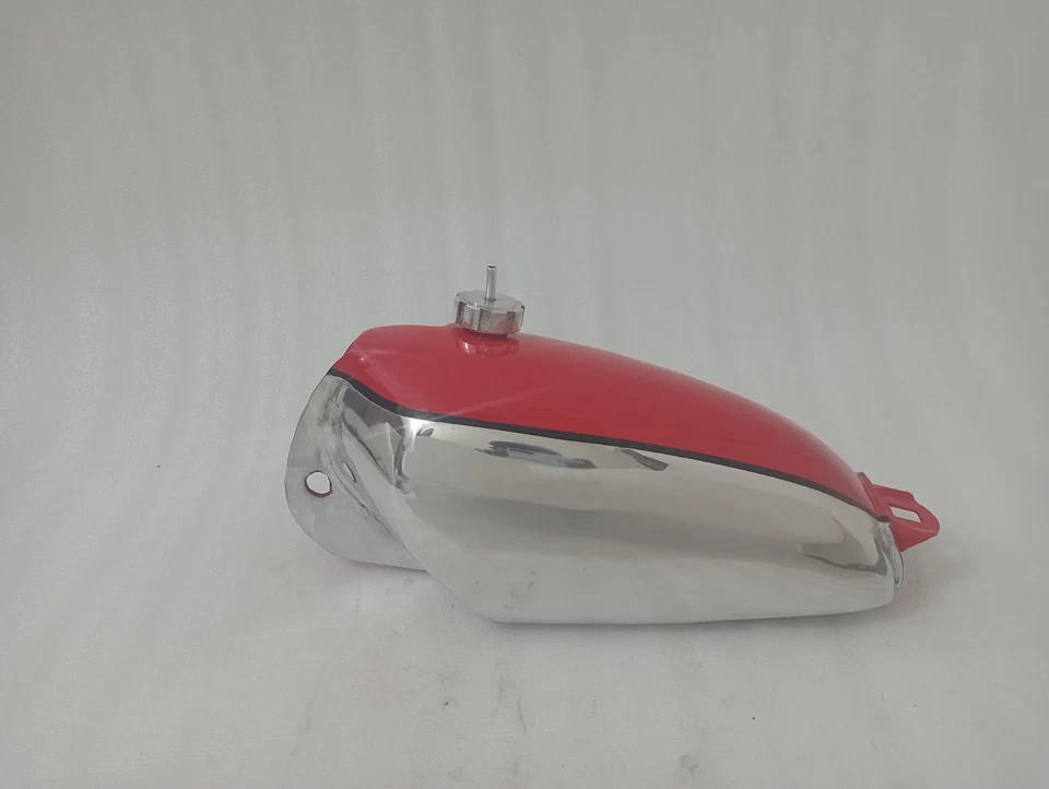 Honda CR125 CR125M 1974 Elsinore rojo pintado cromo acero tanque de gasolina con tapa Foto 2 de 4