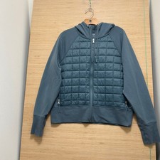 Old Navy Active Dynamic Fleece Quilted Hybrid Zip Up Hoodie Blue Gray Large