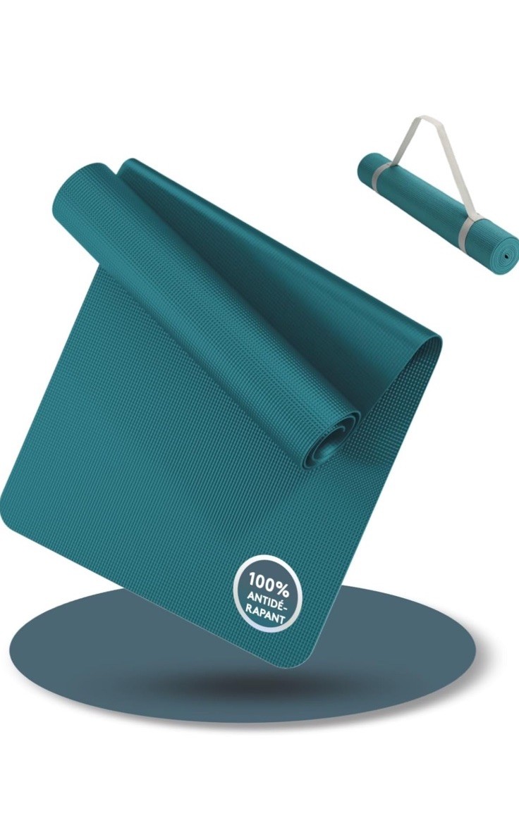 Tapis de yoga turquoise antidérapant à texture haute adhérence