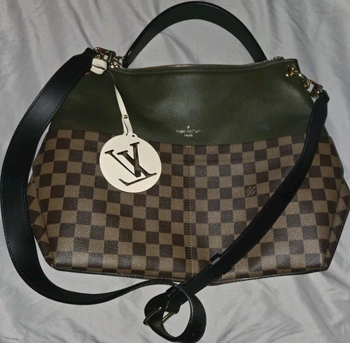 LOUIS VUITTON（LV） Borsa a mano Louis Vuitton Maida Damier (pelle verde marrone usata in ottime condizioni)
