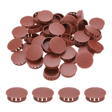 64Pcs 35mm Red Brown Nylon Plastic Round Locking Hole Plugs Insert End Caps
