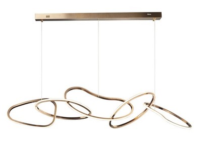 E24616 Brushed Champagne Unity 5-Light 55''W Led Abstract Linear Chandelier