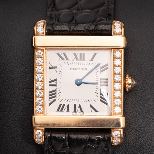 Cartier Watch Tank Chinoise Factory Diamond Bezel 18K Rose Gold 2686