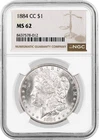 1884 CC Carson City $1 Morgan Silver Dollar NGC MS62 Uncirculated Coin