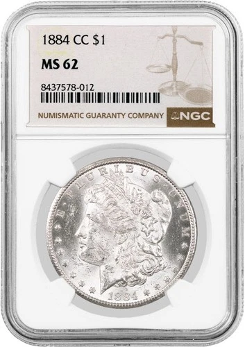 1884 CC Carson City $1 Morgan Silver Dollar NGC MS62 Uncirculated Coin