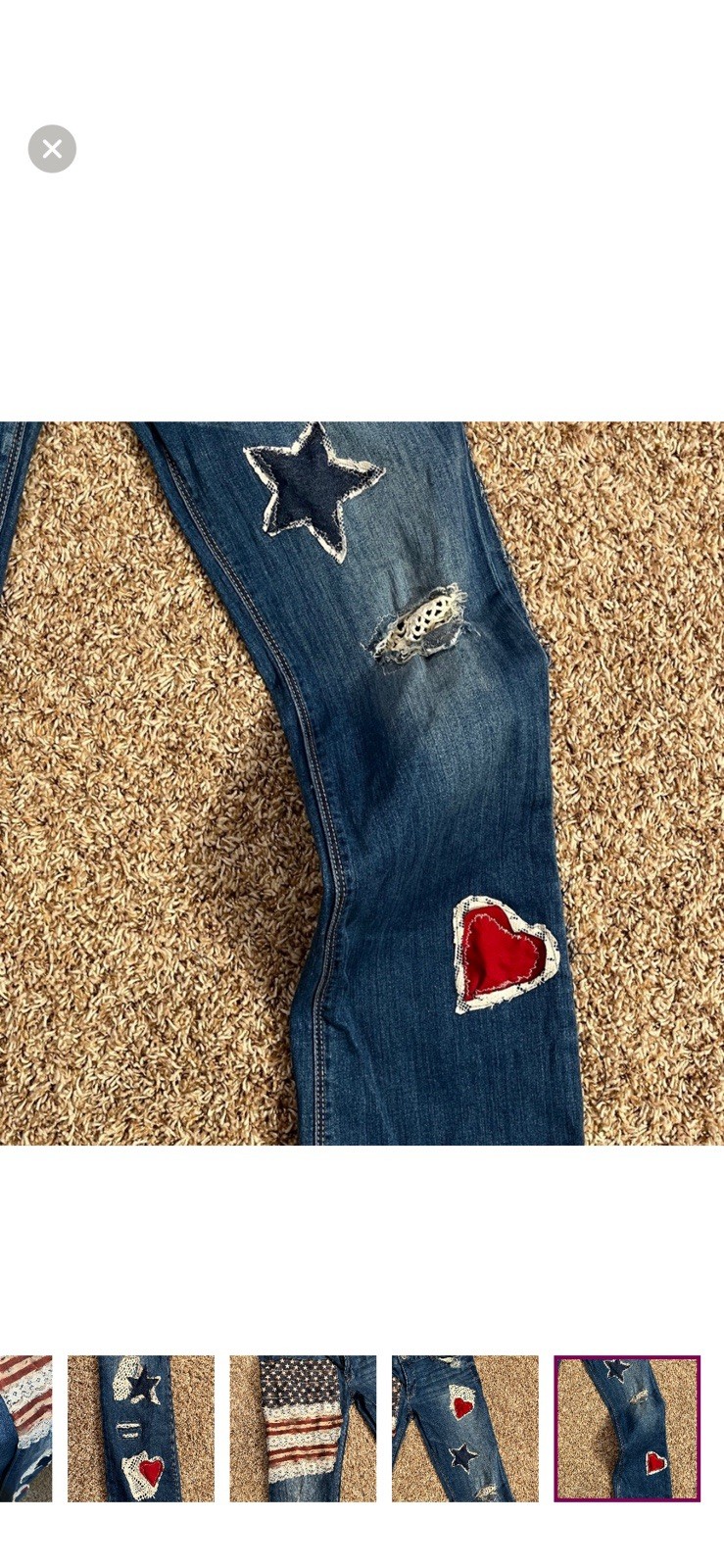 Upcycled Express Distressed Patchwork Embroidered… - image 11