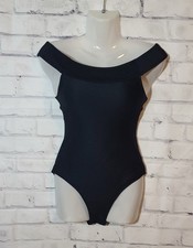 Old Navy Off Shoulder Black Ribbed One Piece Swimsuit XS