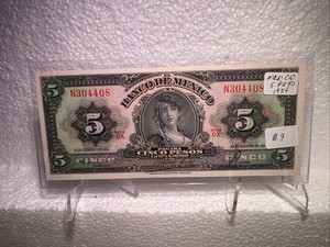 1969 Mexico Banco de Mexico 5 Pesos Bill Serie BGW Gypsy Gitana N304408  Mm14