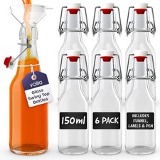 Glass Bottles With Swing Top Stoppers -Leakproof Flip Cap for Brewing & Storage