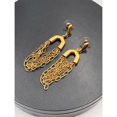 Kendra Scott Ryder Industrial Draped Chain Drop Earrings in Vintage Gold 3” - Picture 8 of 8