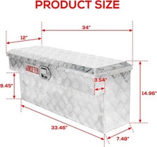 Silver 34x12x15 Pickup Truck Side Tool Box Storage Toolbox With Paddle Latch Silver 34x12x15 Pickup Truck Side Tool Box Storage Toolbox With Paddle Latch