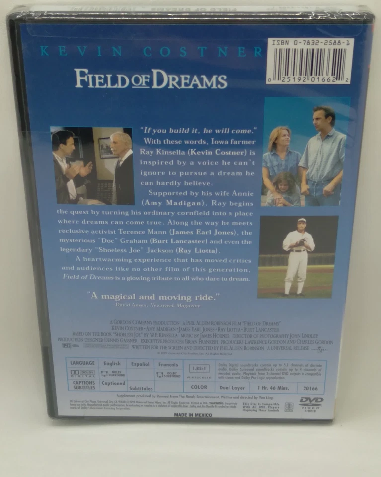 Field of Dreams (DVD, 1989, Widescreen) New & Sealed Kevin Costner - Image 2 of 4