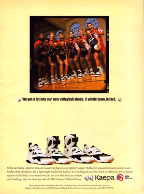 Kaepa Shoes Men's Volleyball Team Infinity Snapper Rubber Vintage Print Ad 1995