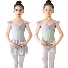 Kids Girls Outfit Leotard Dancewear Ballerina Dress Figure Skating Color Block