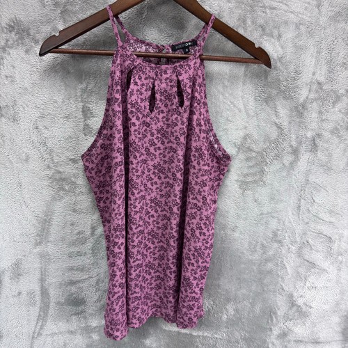 Paper Moon Womens Y2K Micro Floral Cami M Cutout Fairy Gypsy Boho Whimsigoth