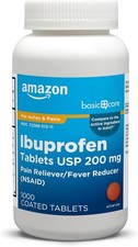 Amazon Basic Care Ibuprofen 200mg Pain Reliever 1000ct Comparable to Advil