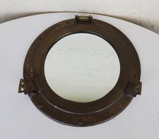VINTAGE NAUTICAL BRASS PORTHOLE MIRROR 11.5"