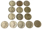 1943-45 Jefferson "War" Nickels 35% Silver (9)+Buffalo Head (5) Circulated Lot!