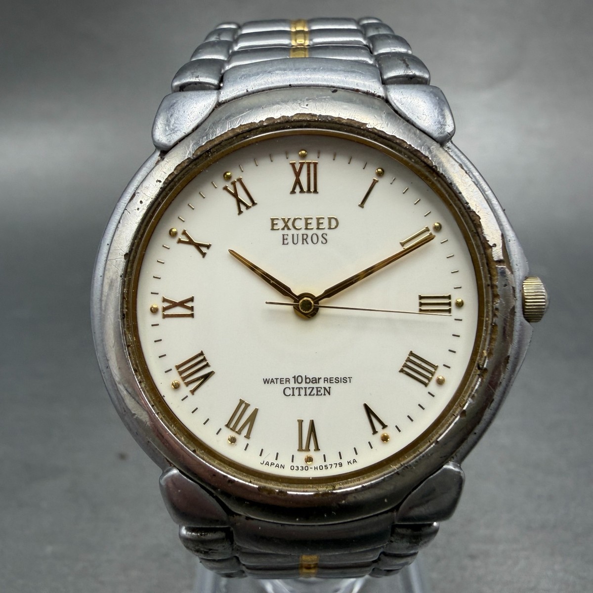 Citizen Exceed Euros Watch Men 33mm White Dial Two Tone 0330