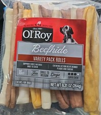 Ol' Roy Rawhide Rolls, Variety Pack, Chews for Dogs, 9.31 oz, 16 Count, Dry