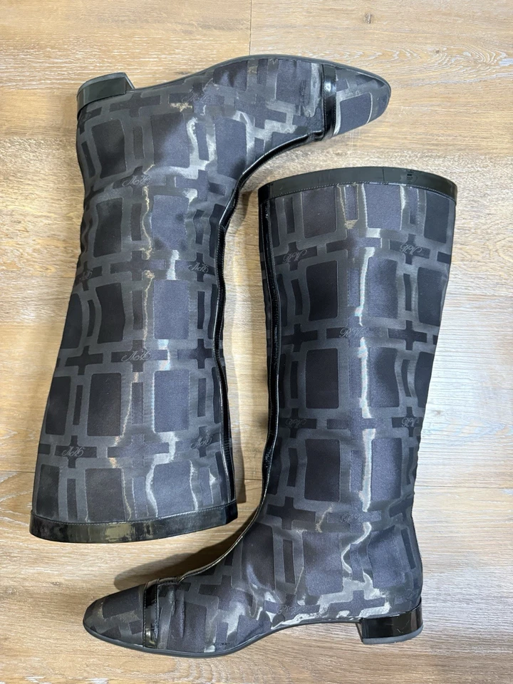 Botas para mujer Roger Vivier altas de nailon/logo de PU talla 39 (8,5 EE. UU.) raras Foto 4 de 4