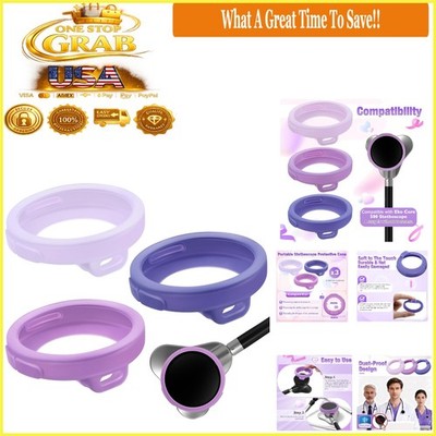 3 Pcs Silicone Chestpiece Covers for EKO CORE 500 Stethoscope Gradient Purple