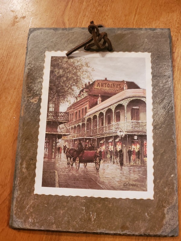 Vintage NEW ORLEANS Roofing Slate Art Wall Plaque St. Louis at Royal Coleman