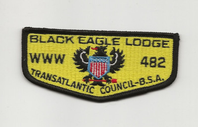 BLACK EAGLE OA LODGE 482  S-? FLAP  TRANSATLANTIC COUNCIL  Boy Scout BSA 142T-19