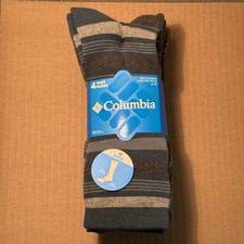 New Columbia 4-Pair Men's Cushioned Crew Socks Striped Blue, Gray, Black