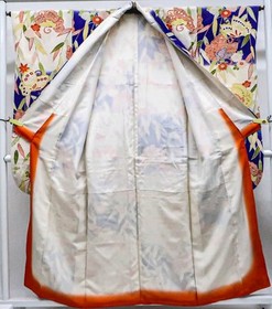Japanese Vintage Kimono Furisode Silk Gold Embroidery Butterfly Flower eb-918