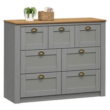 Sideboard aus Kiefer mit 7 Schubladen und Muschelgriffen im Landhausstil Holz